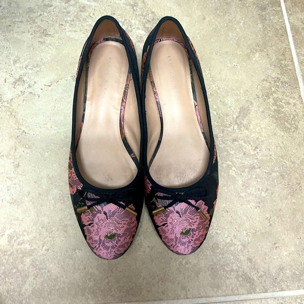 Kelly and Katie Black and Pink Floral Shoes